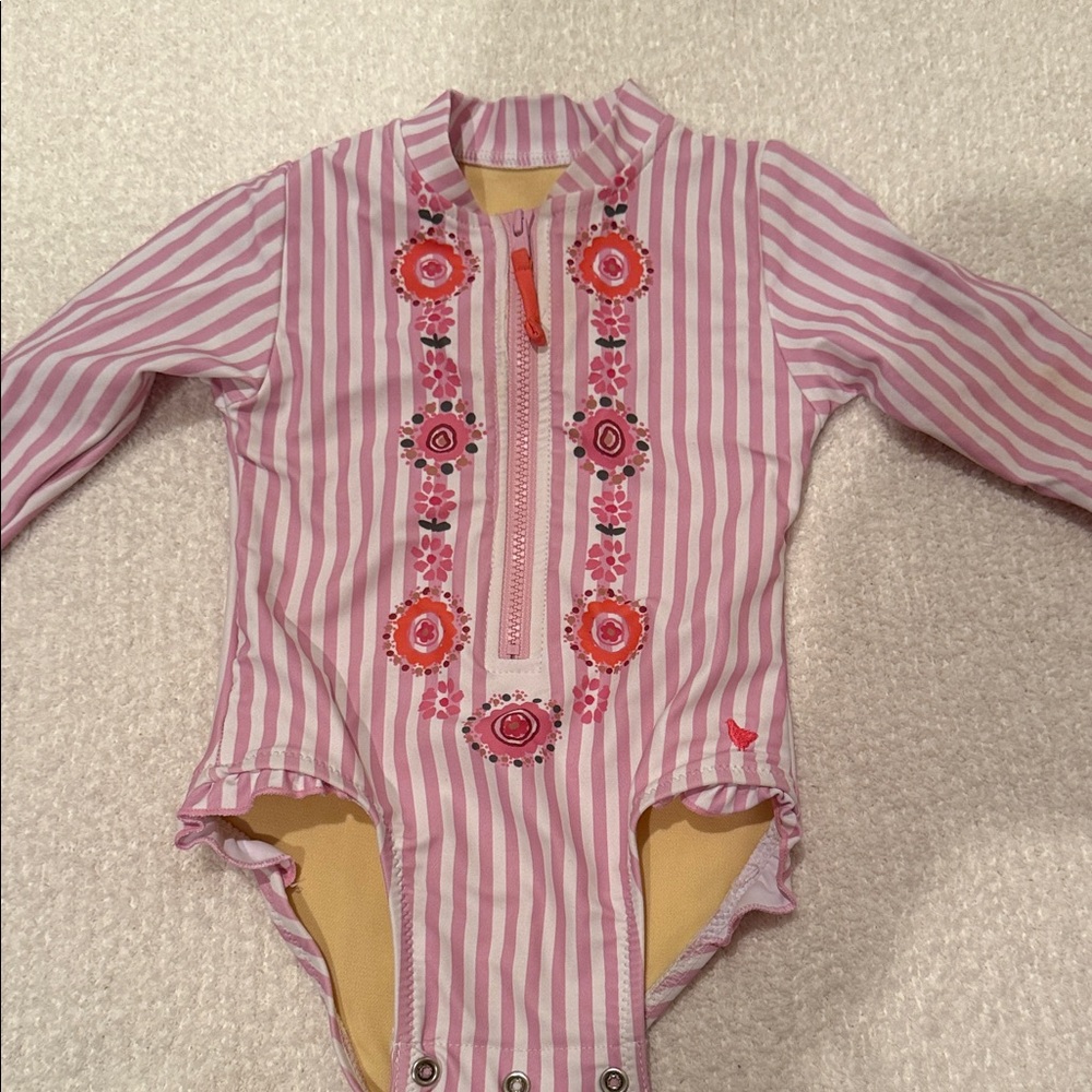 Pink Chicken Girl’s Arden Zip Front One Piece Swimsuit (6-12 months) BABY